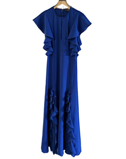 Sachin &amp; Babi Noir Keyhole Ruffle Trim Royal Blue Dress