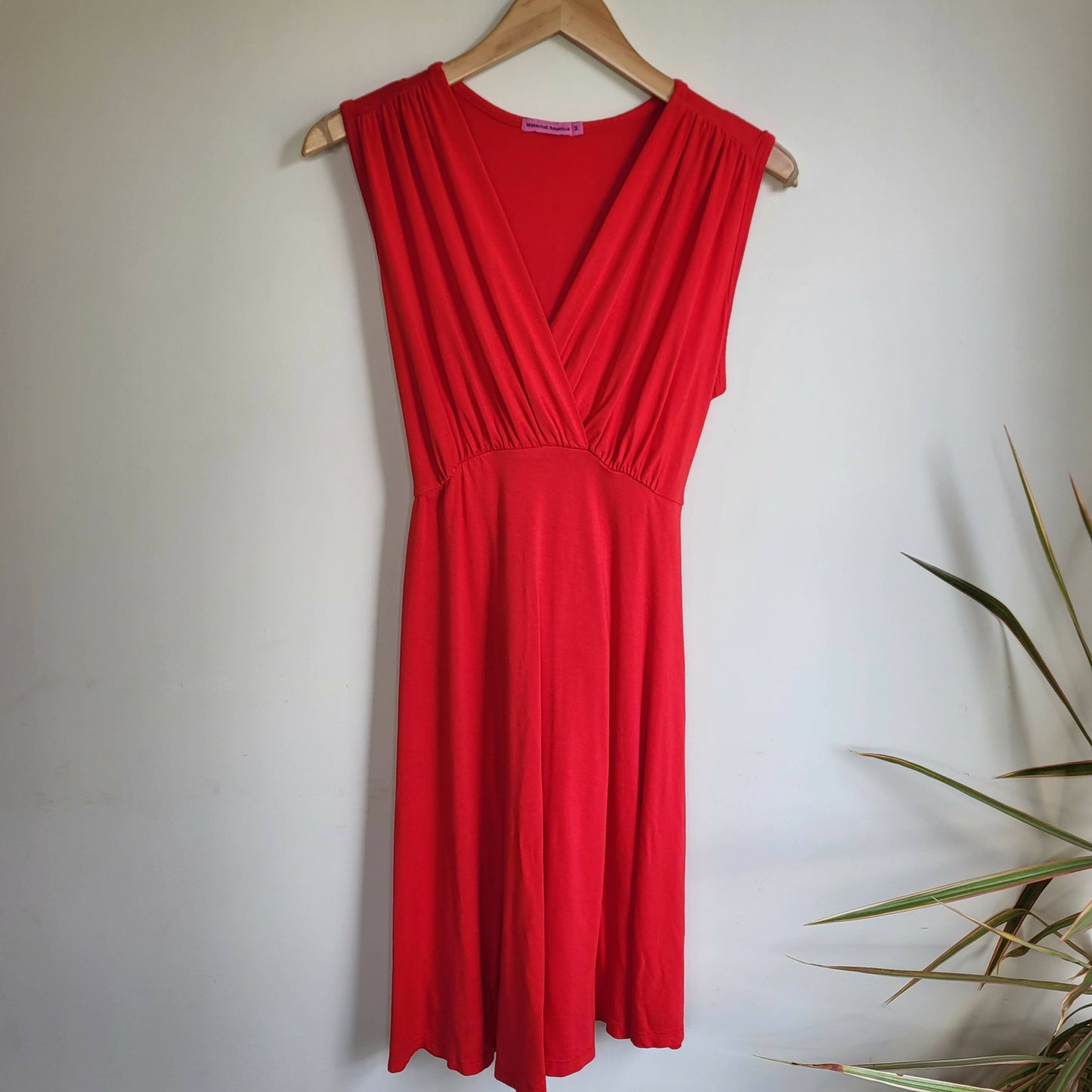 Maternal America Sleeveless Front Tie Dress - Red