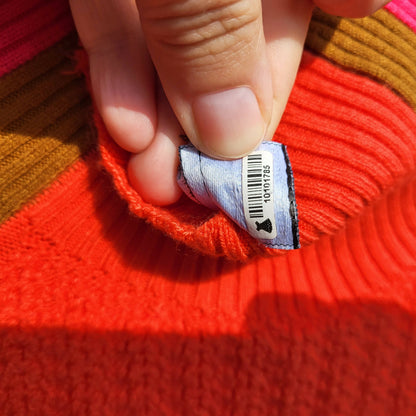 FRENCH CONNECTION Colorblock Turtleneck In Ginger/ Raspberry