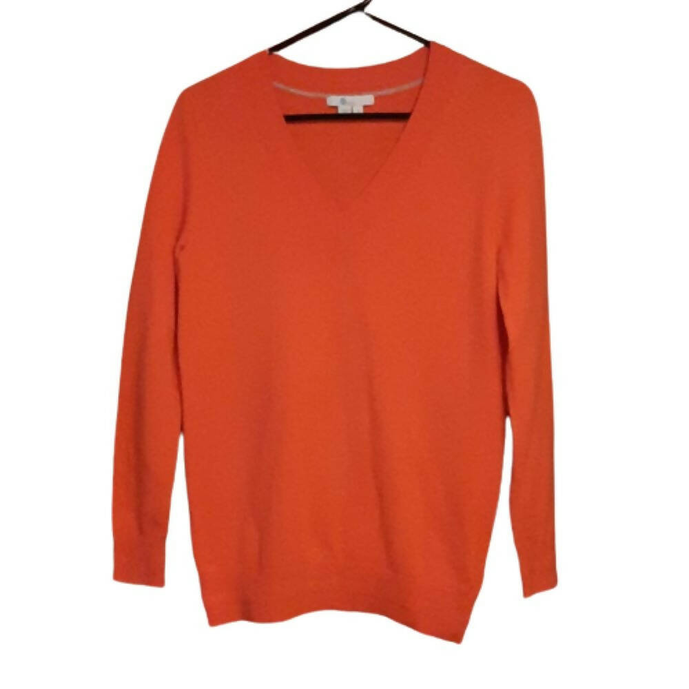 Boden Long Sleeve V-Neck Cashmere Sweater - /Orange