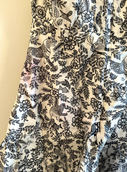 Saloni Misha Mini Dress - Floral - White Multi/Ivory Rashastan Black