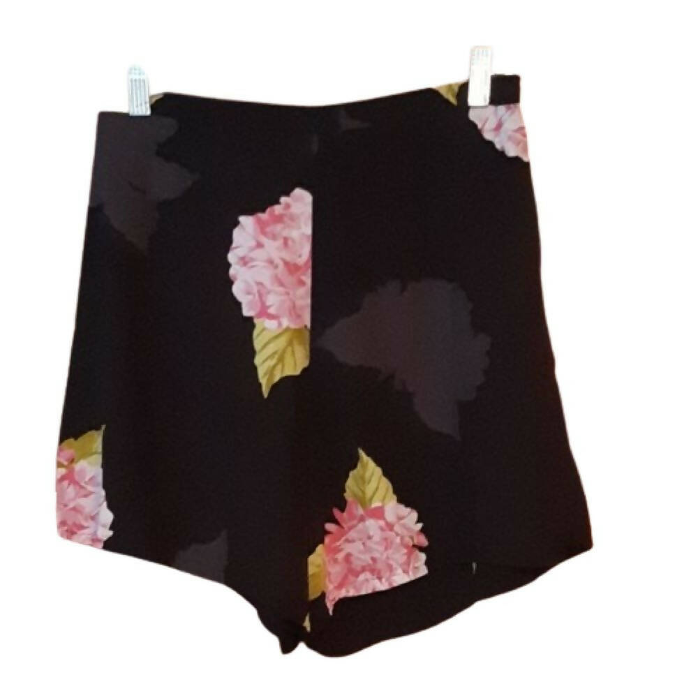 French Connection Upcycled High-Rise Printed Sheer Shorts