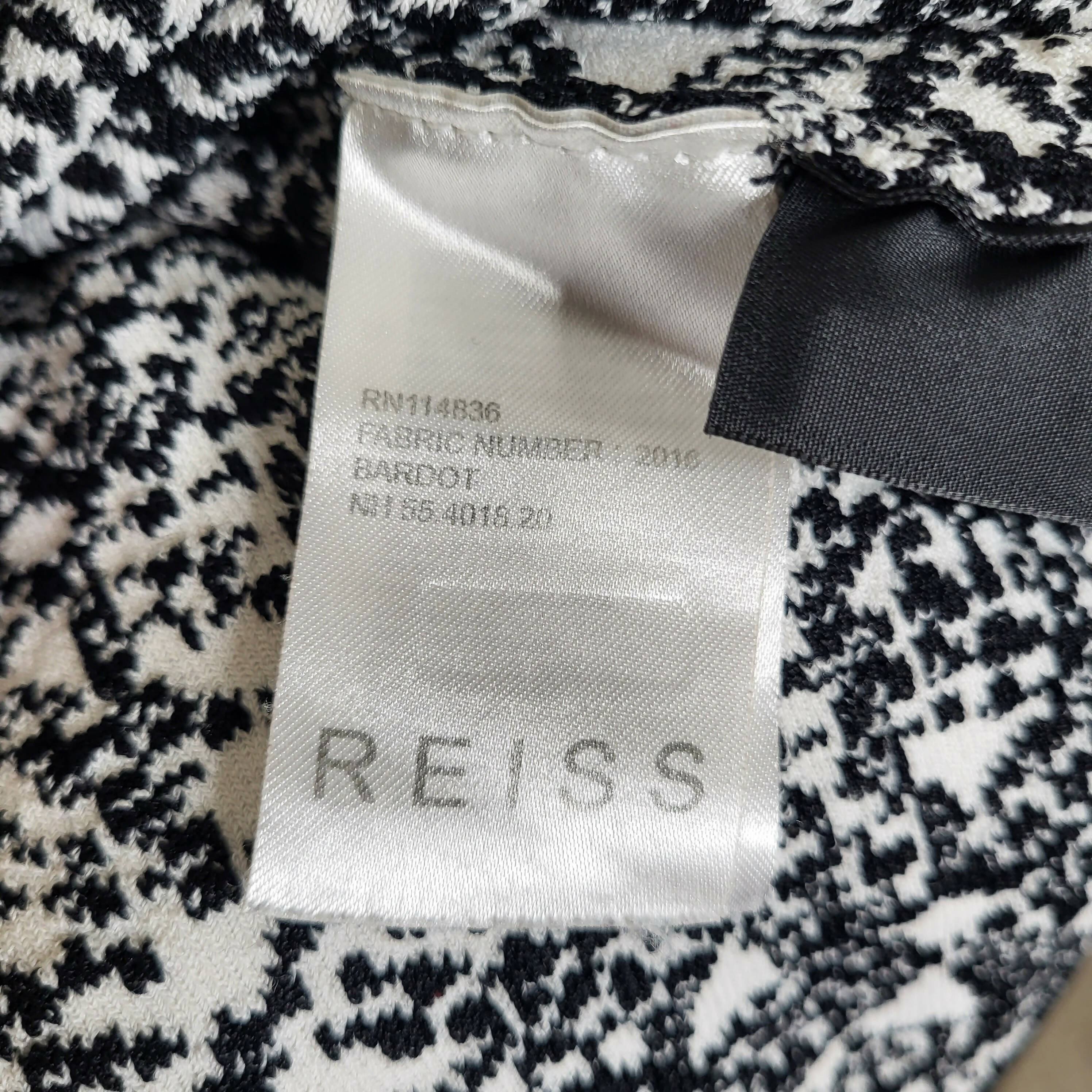 Reiss Long Sleeve Ballet Neckline Top - Abstract - Black Multi