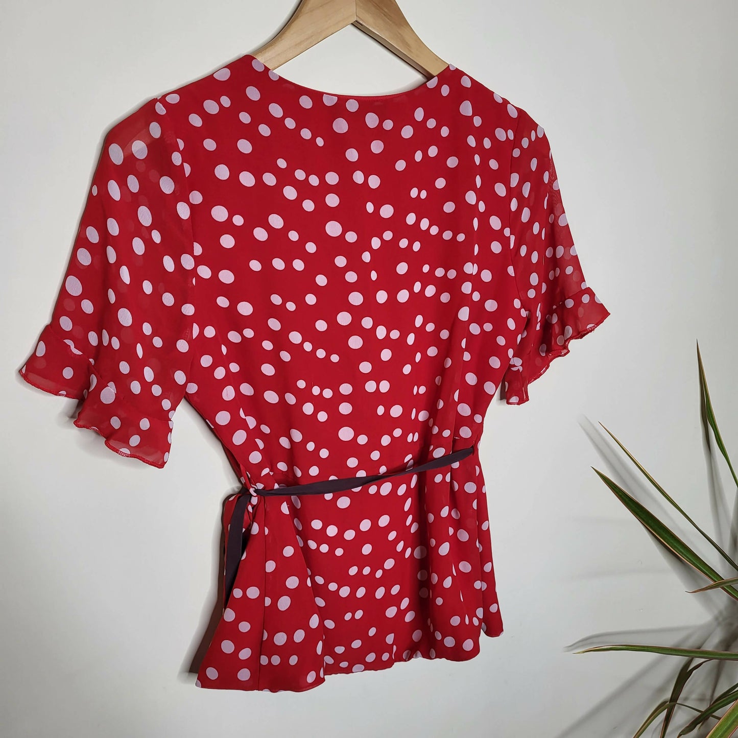 Lea & Viola Polka-Dot Wrap Blouse - Polka Dot - Red Multi