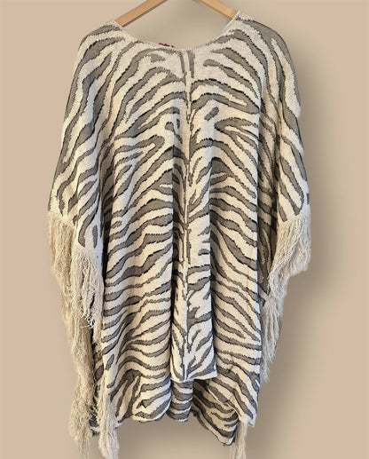 STAUD Cassia Zebra Shawl - Animal - Off White Multi