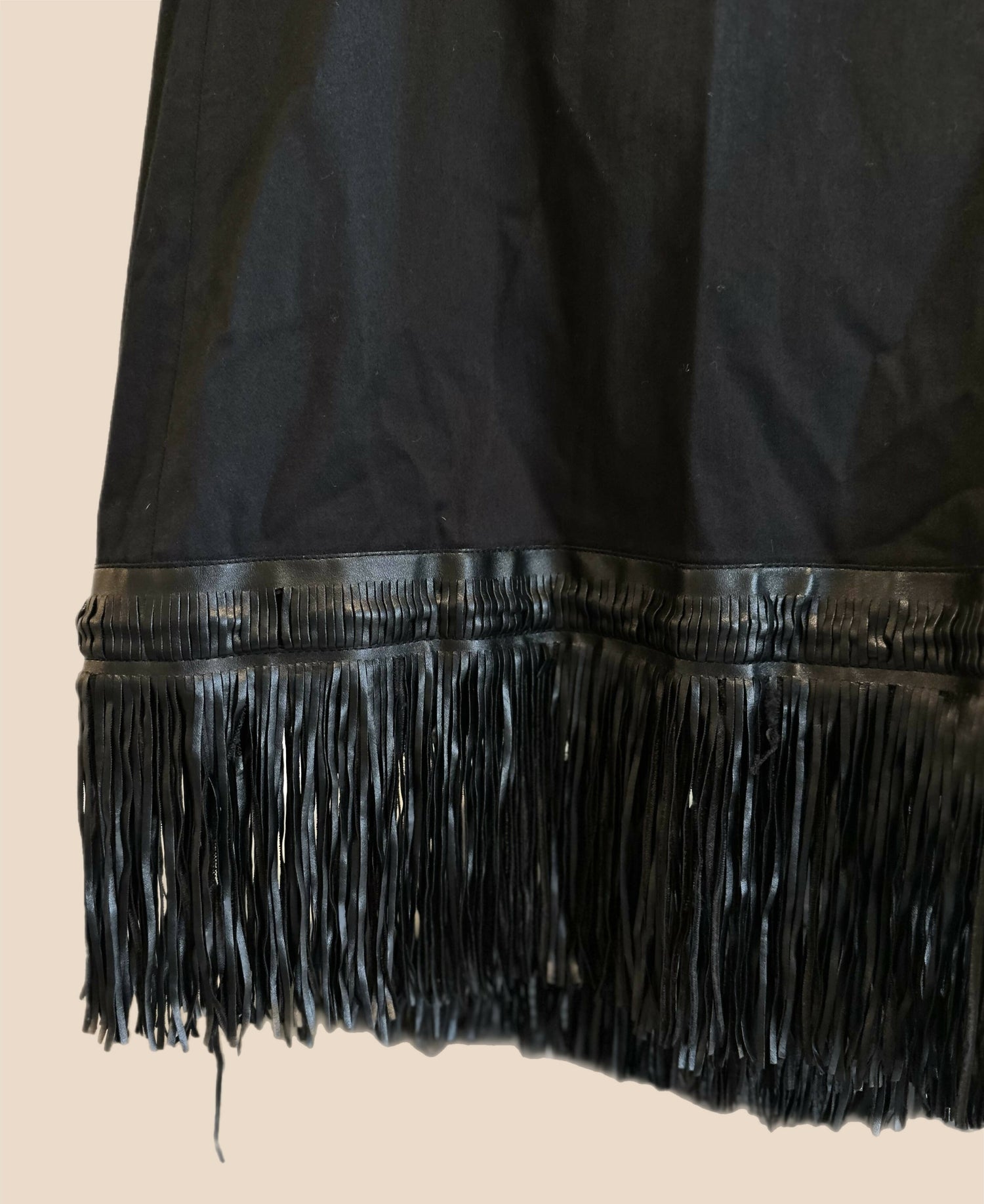 Alexis Leather Fringe Skirt - Black