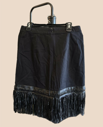 Alexis Leather Fringe Skirt - Black