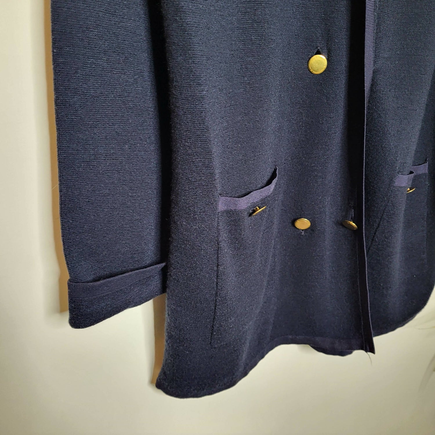 Scotch &amp; Soda Navy Stripe detail knitted blazer