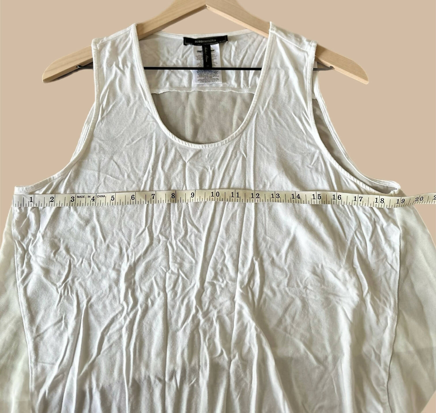 BCBG Maxazria High Low Sheer Back Tank - /White