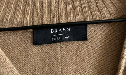 Brass Side Slits Long Sleeve Brene Sweater - /Brown