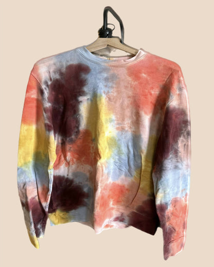 Monrow Tie Dye Boyfriend Sweatshirt Long Sleeves Crewneck