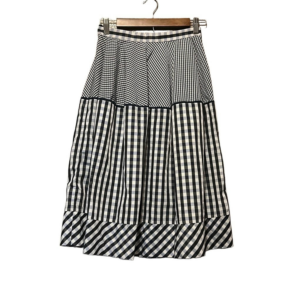 Dice Kayek High-Waisted Gingham Print Midi Skirt - Plaid - Navy Multi/Black Multi