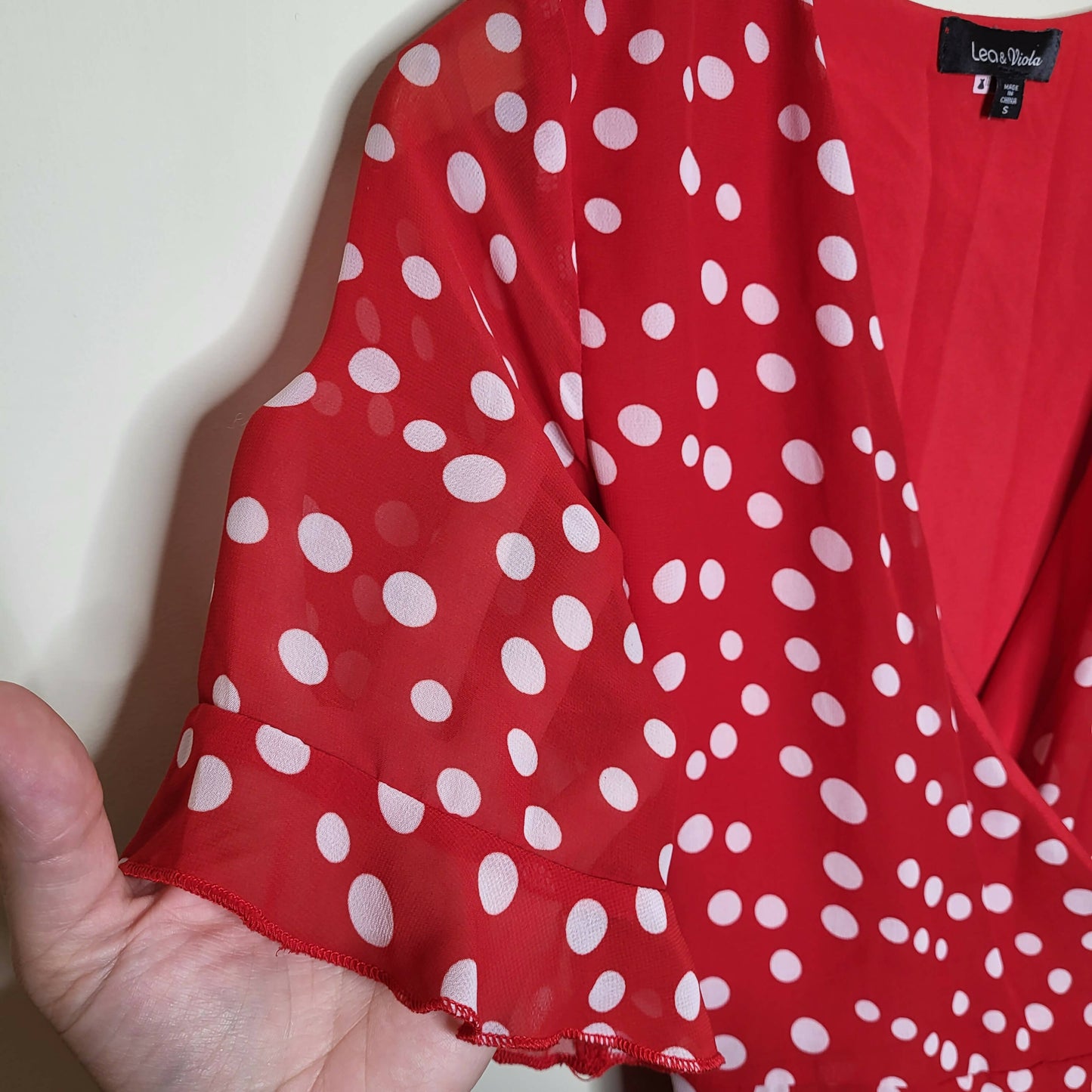 Lea & Viola Polka-Dot Wrap Blouse - Polka Dot - Red Multi