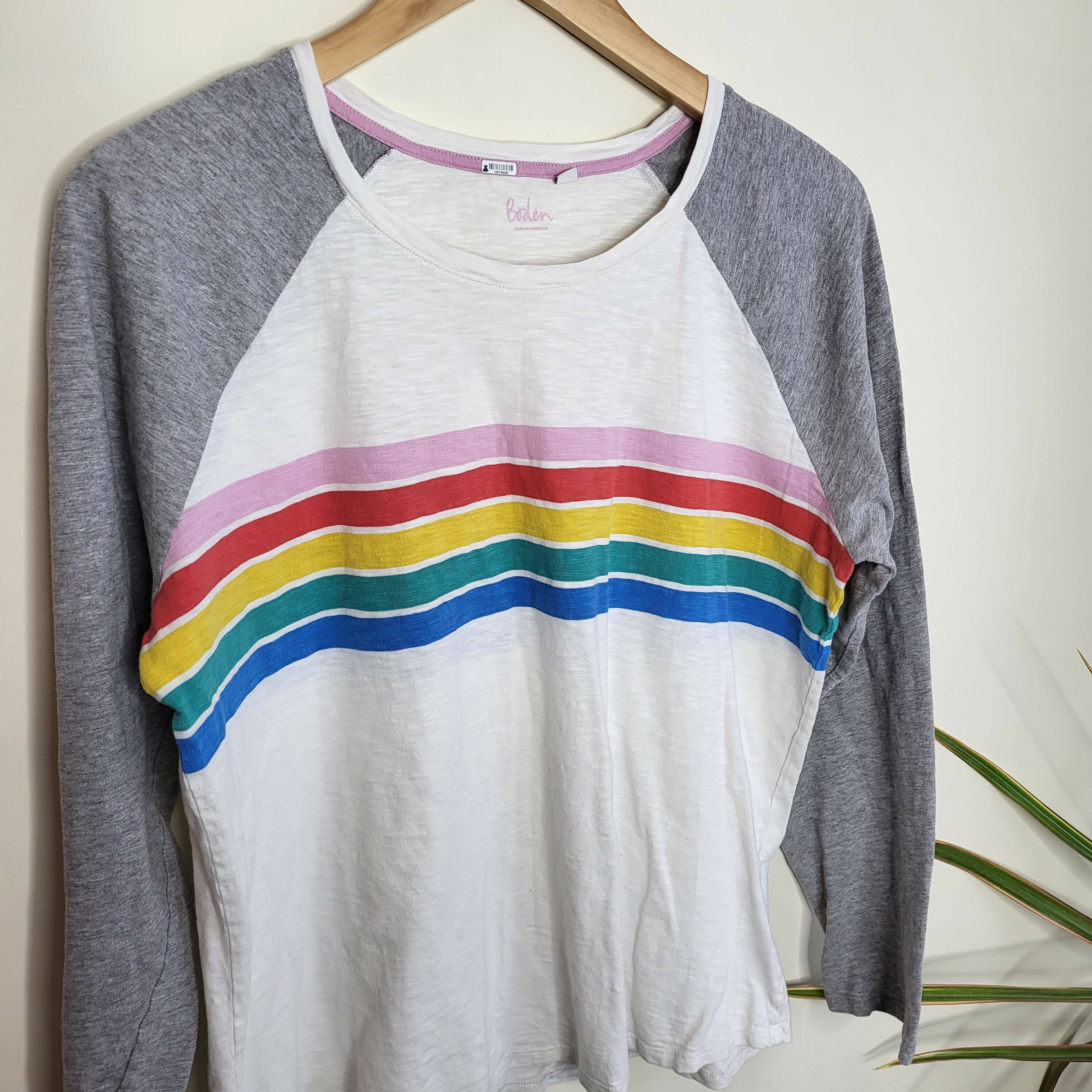 Boden Lorna Baseball Jersey Tee - Stripes - White Multi/Multi Placement Stripe