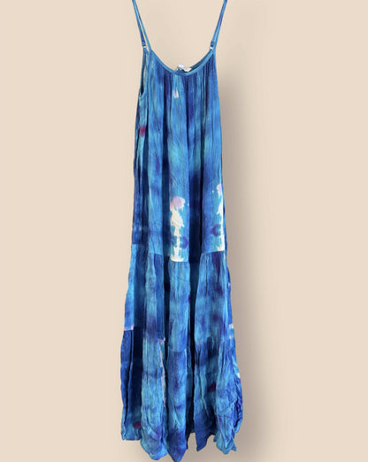 BB Dakota Spaghetti Strap Water Goddess Dress - Tie Dye - Blue Multi/Blue