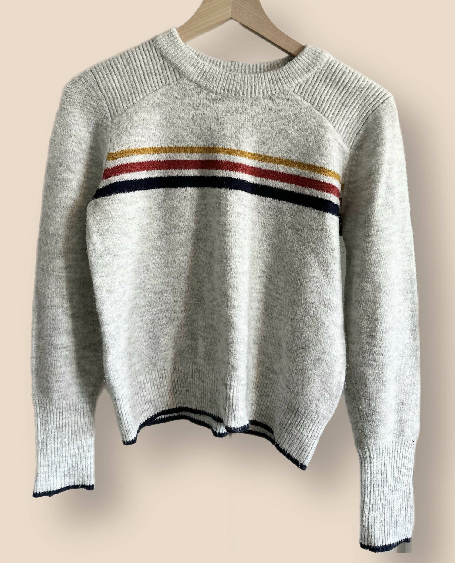 Cupcakes and Cashmere Button Detail Long Sleeve Pullover - Stripes - Gray Multi/Heather Ash