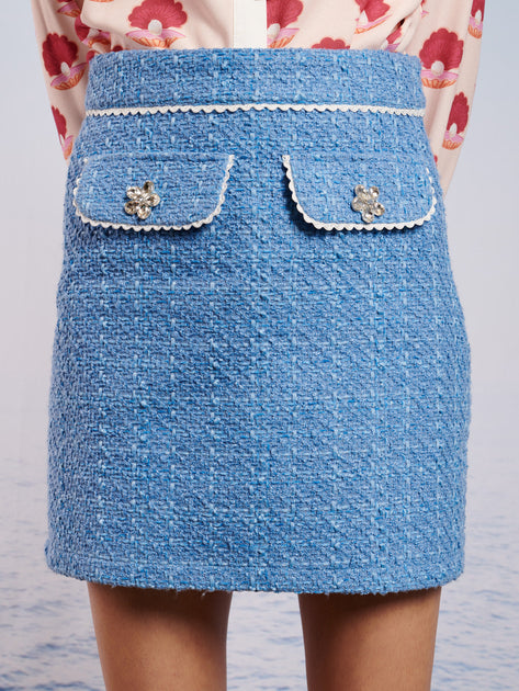 Ocean Jewel Tweed Mini Skirt