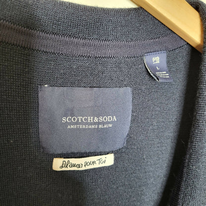 Scotch &amp; Soda Navy Stripe detail knitted blazer