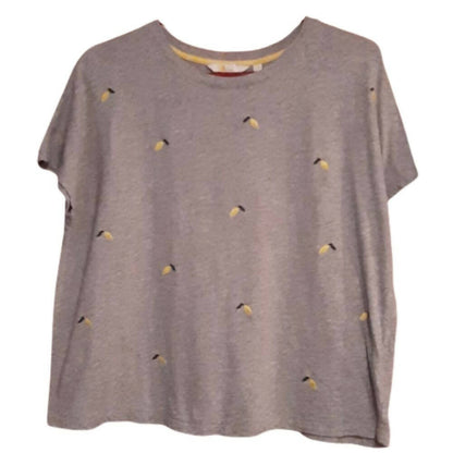 Boden Lena Jersey Tee - Fruits - Gray Multi/Grey Marl/Embroidered Lemons