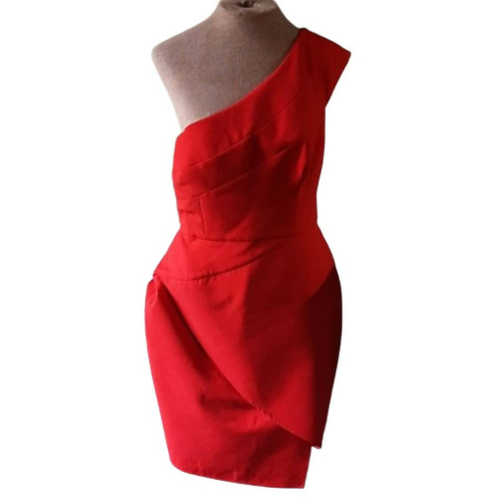 BCBG Maxazria Single Shoulder Cocktail Dress - /Red