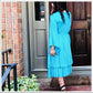 Boho Beautiful Turquoise Midi ~ Bell Sleeves ~ Lettuce Trim Tiered Ruffles ~ NEW