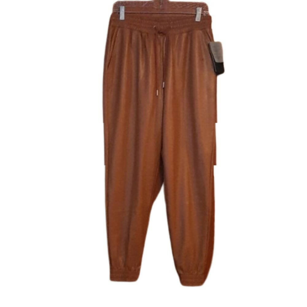 Bagatelle Collection Cognac Faux Leather Jogger Pants Size M New