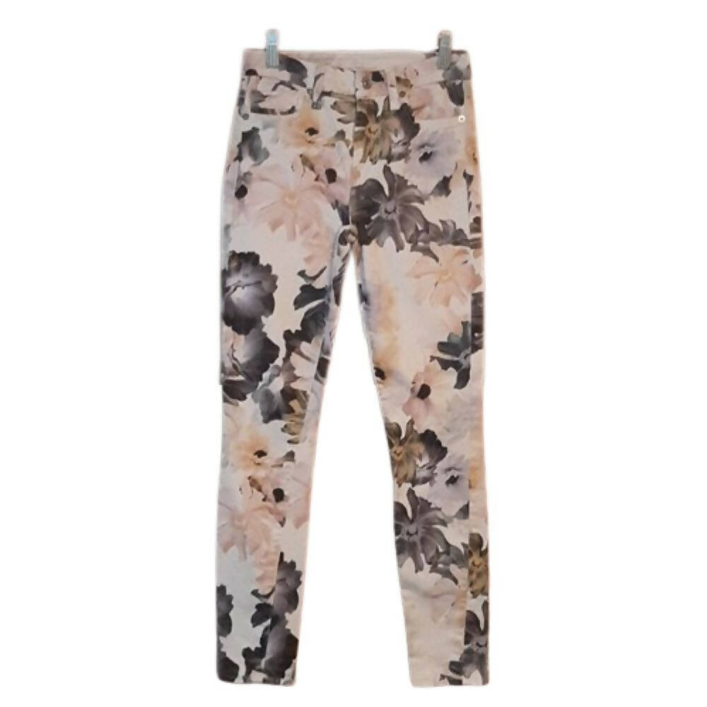 7 For All Mankind Cropped Printed Skinny Jeans - Floral - White Multi