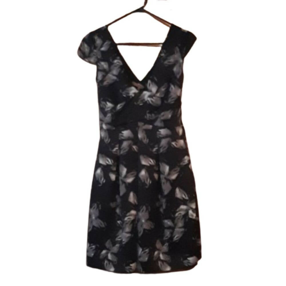 Halston Heritage Floral A-Line Dress - Floral - Black Multi