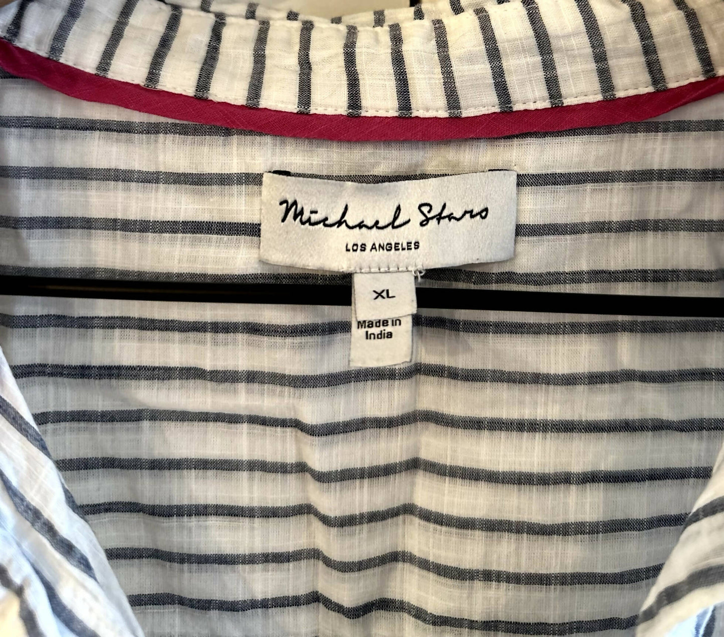 Michael Stars Joanna Button Down Shirt - Stripes - Navy Multi/Navy Stripe