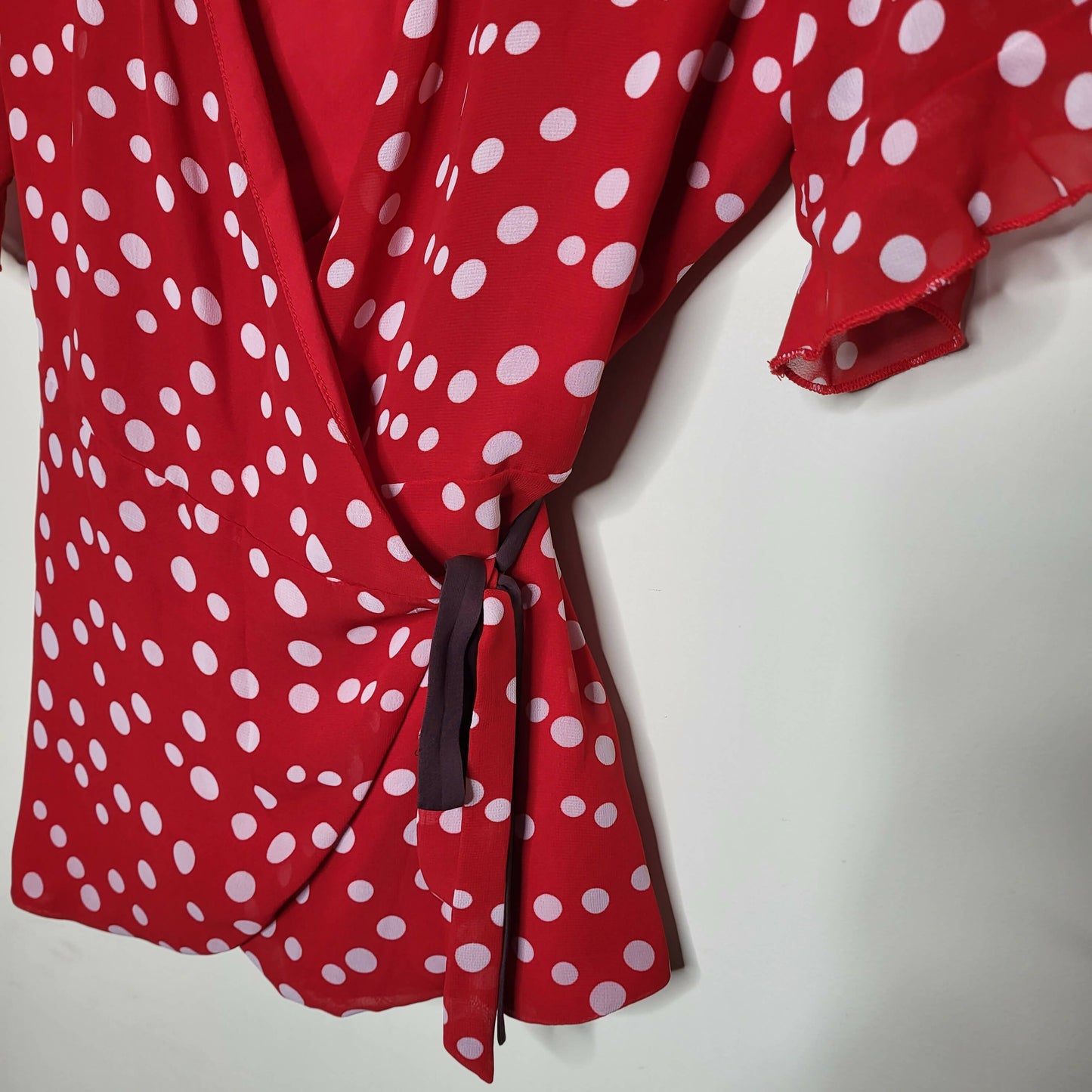 Lea & Viola Polka-Dot Wrap Blouse - Polka Dot - Red Multi