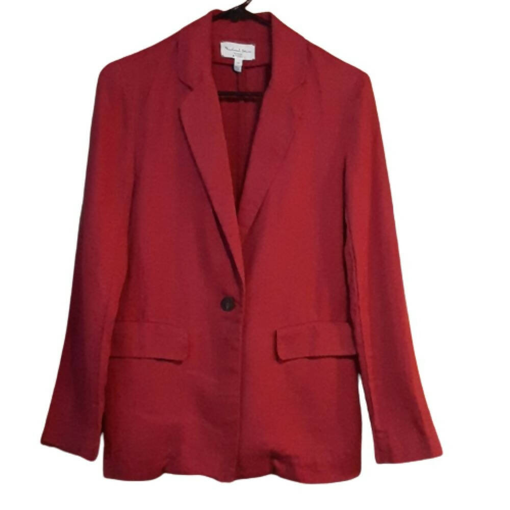 Michael Stars Lottie One-Button Linen Blazer - /Red