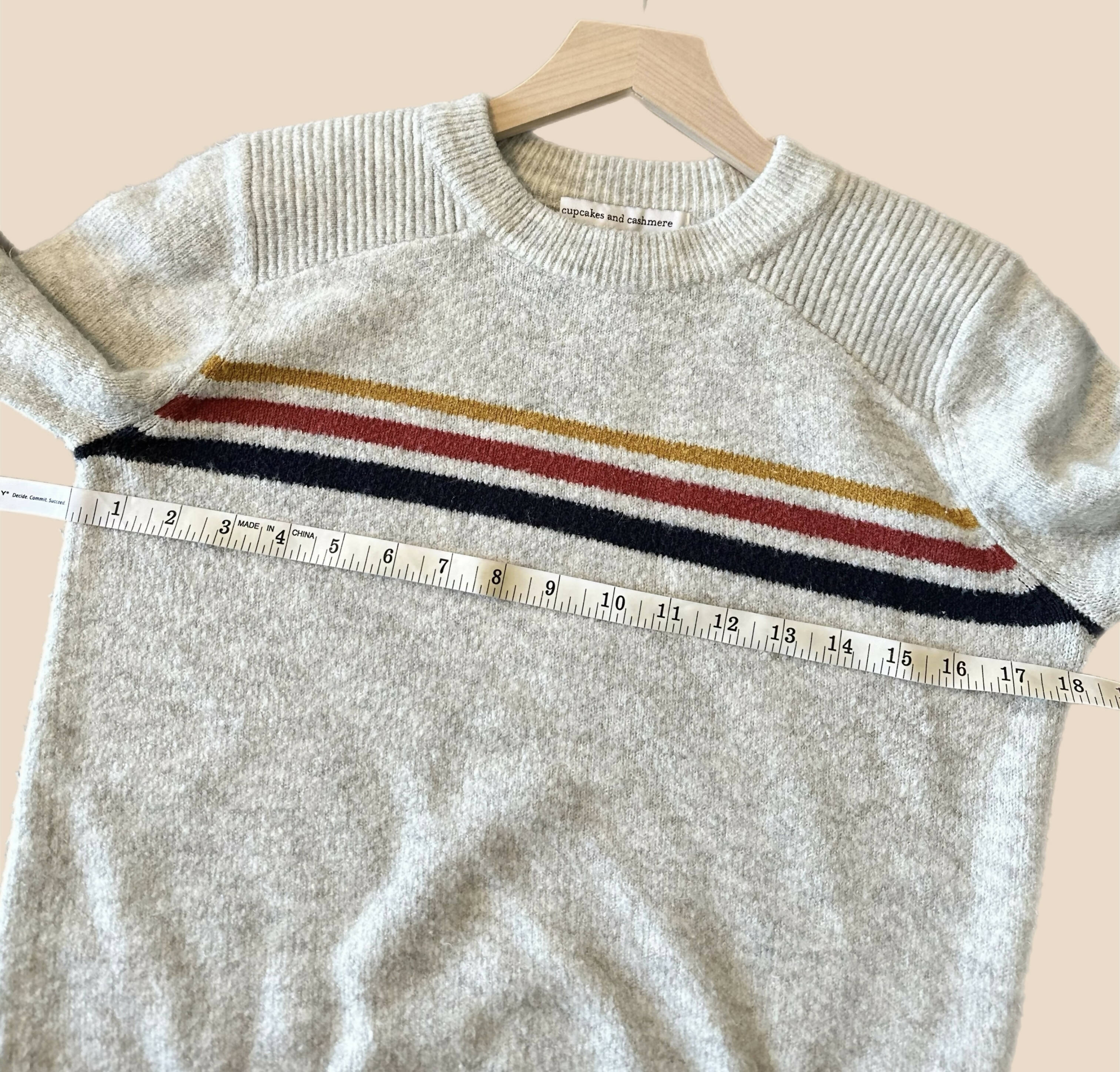 Cupcakes and Cashmere Button Detail Long Sleeve Pullover - Stripes - Gray Multi/Heather Ash