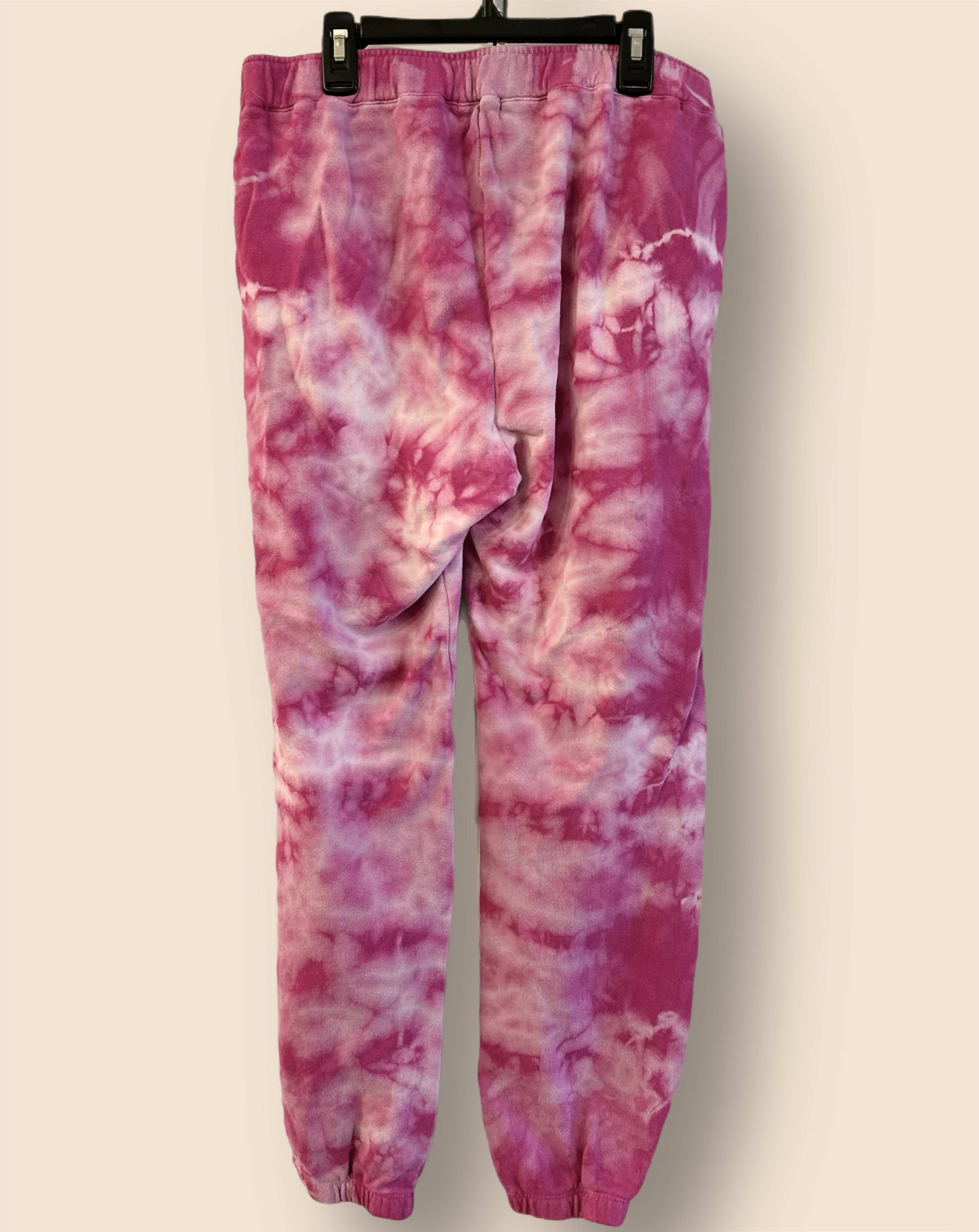 Monrow Crystal Boyfriend Sweatpant - Tie Dye - Pink Multi/Fuchsia