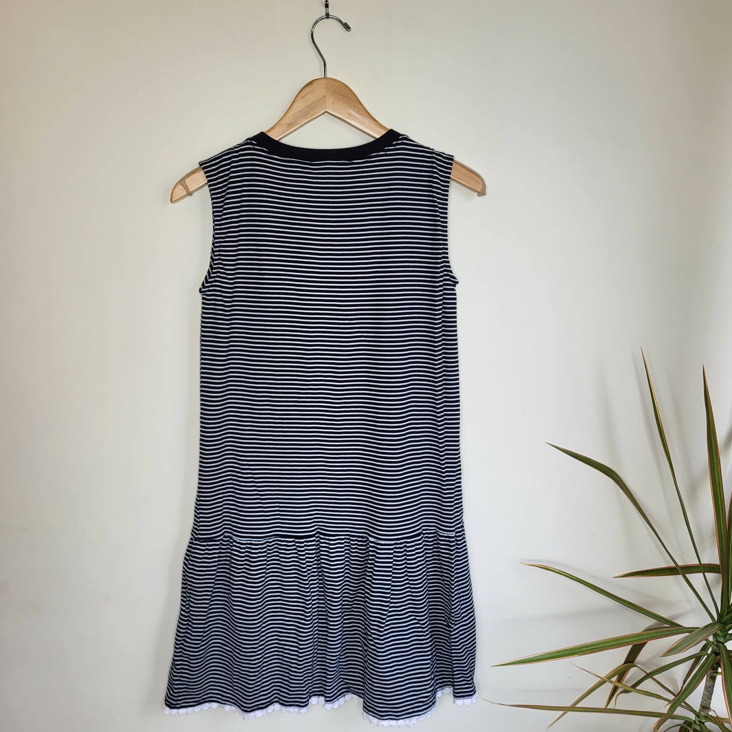 N Nicholas Sleeveless Dropped Waist Embroidered Cotton Dress - Stripes - Multi