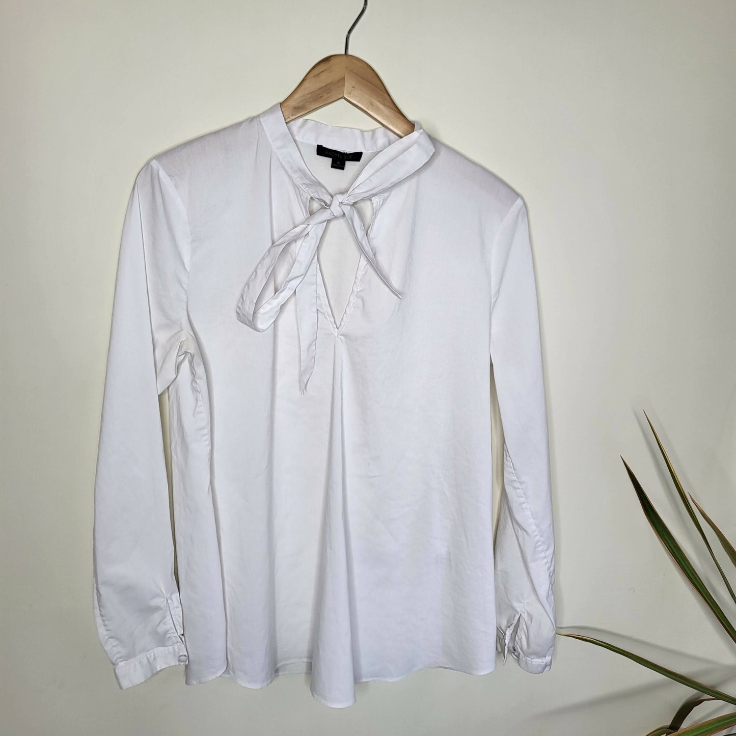 Rachel Zoe Long Sleeve Neck-Tie Blouse - White - 8