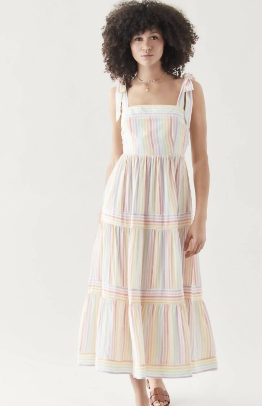 Yumi Kim Tie-Straps Color Me Maxi dress - Stripes - White Multi/Rainbow