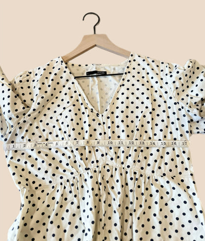 Soon Maternity Hani V-Neck Maternity Blouse - Polka Dot - White Multi/black Dot
