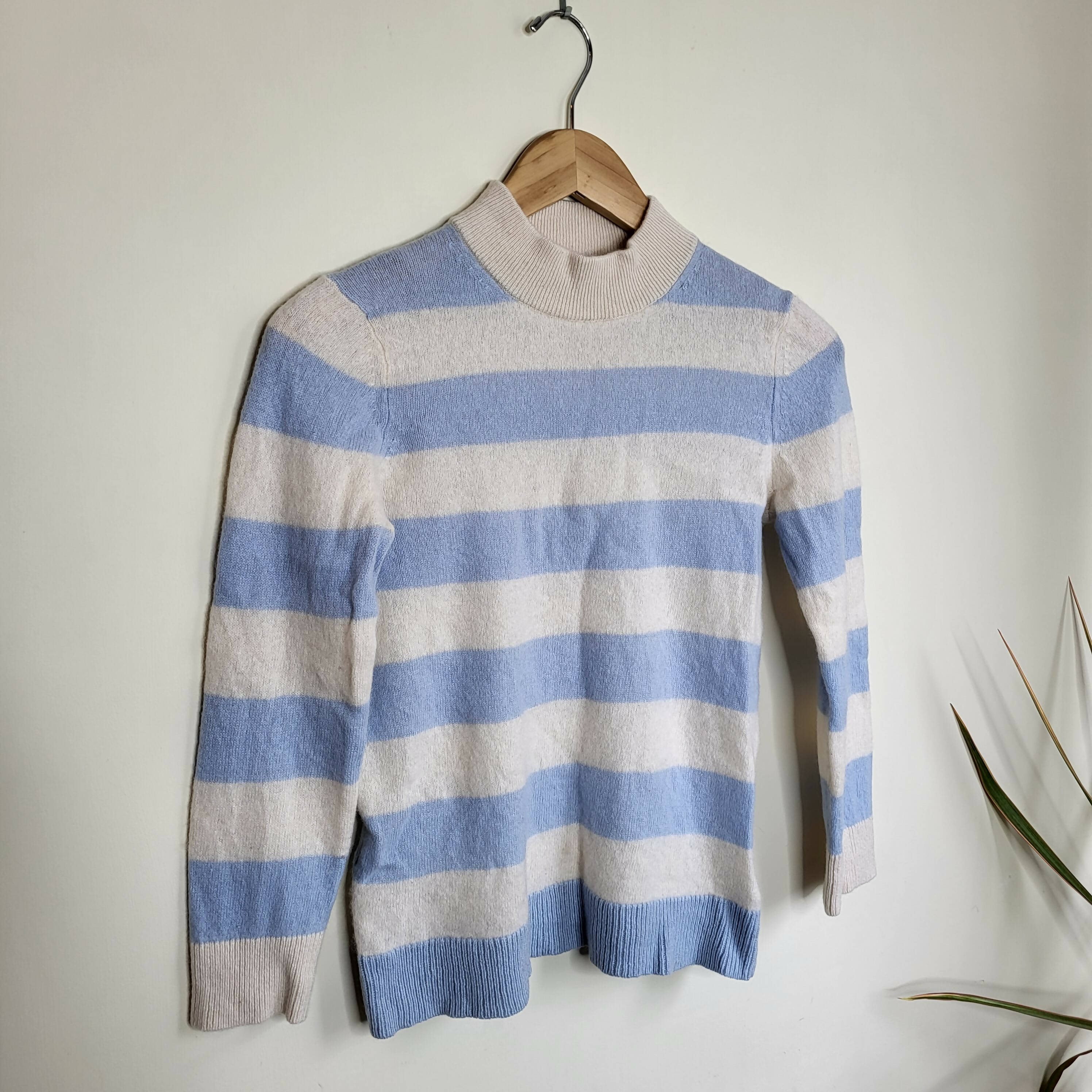 White + Warren Mariner Mockneck Sweater - Stripes - Blue Multi/PEARL WHITE/ SEABREEZE BLUE PRLWS - M