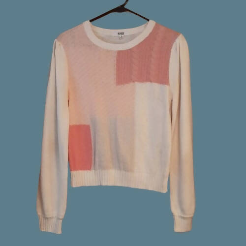 BB Dakota Cropped Color Block Sweater - Colorblock - White Multi/Pink