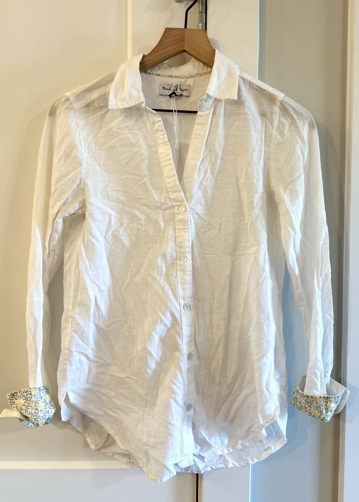 Michael Stars Joanna Lightweight Button Down Shirt - White