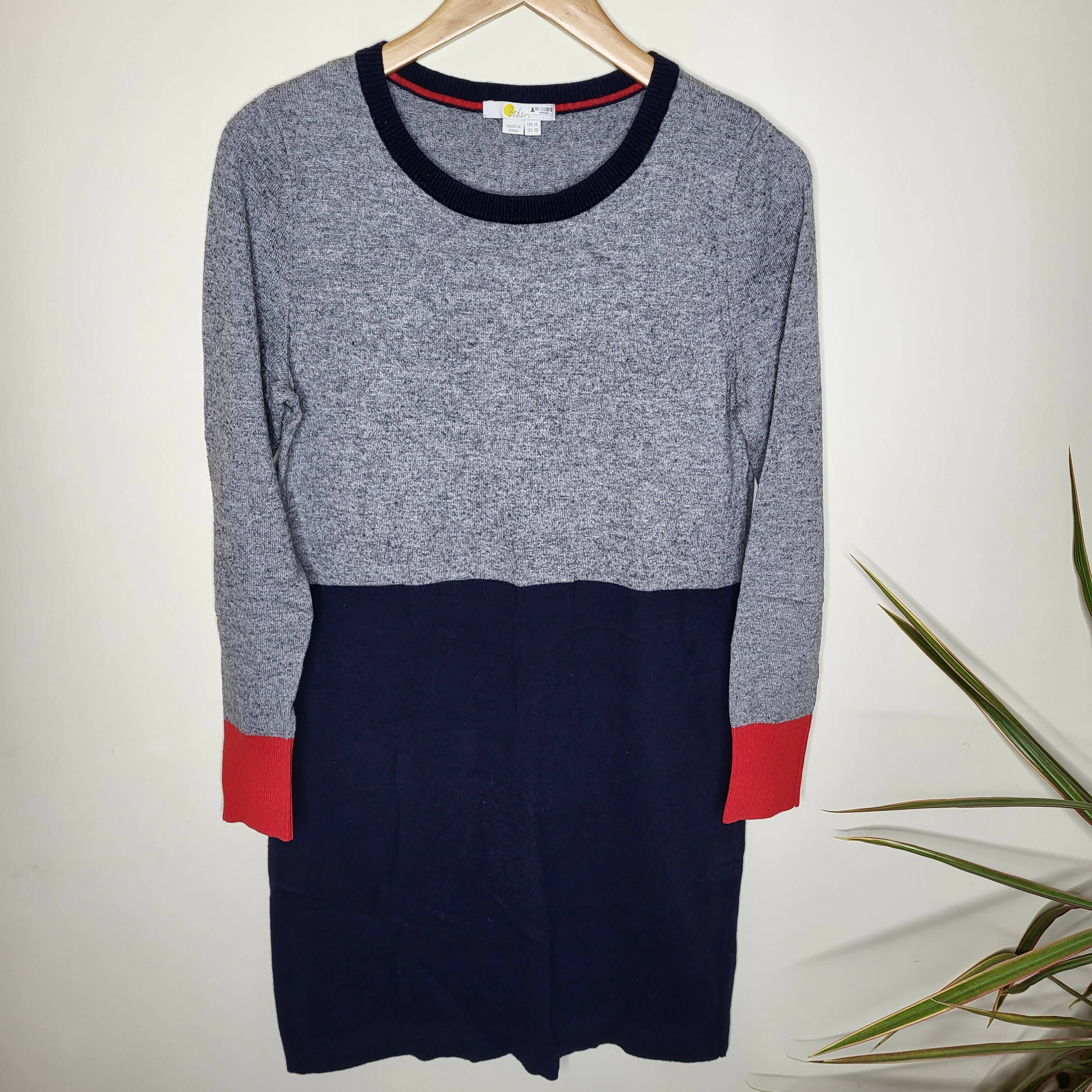 Boden Wool Blend Colorblock Sweater Dress - /Gray Multi