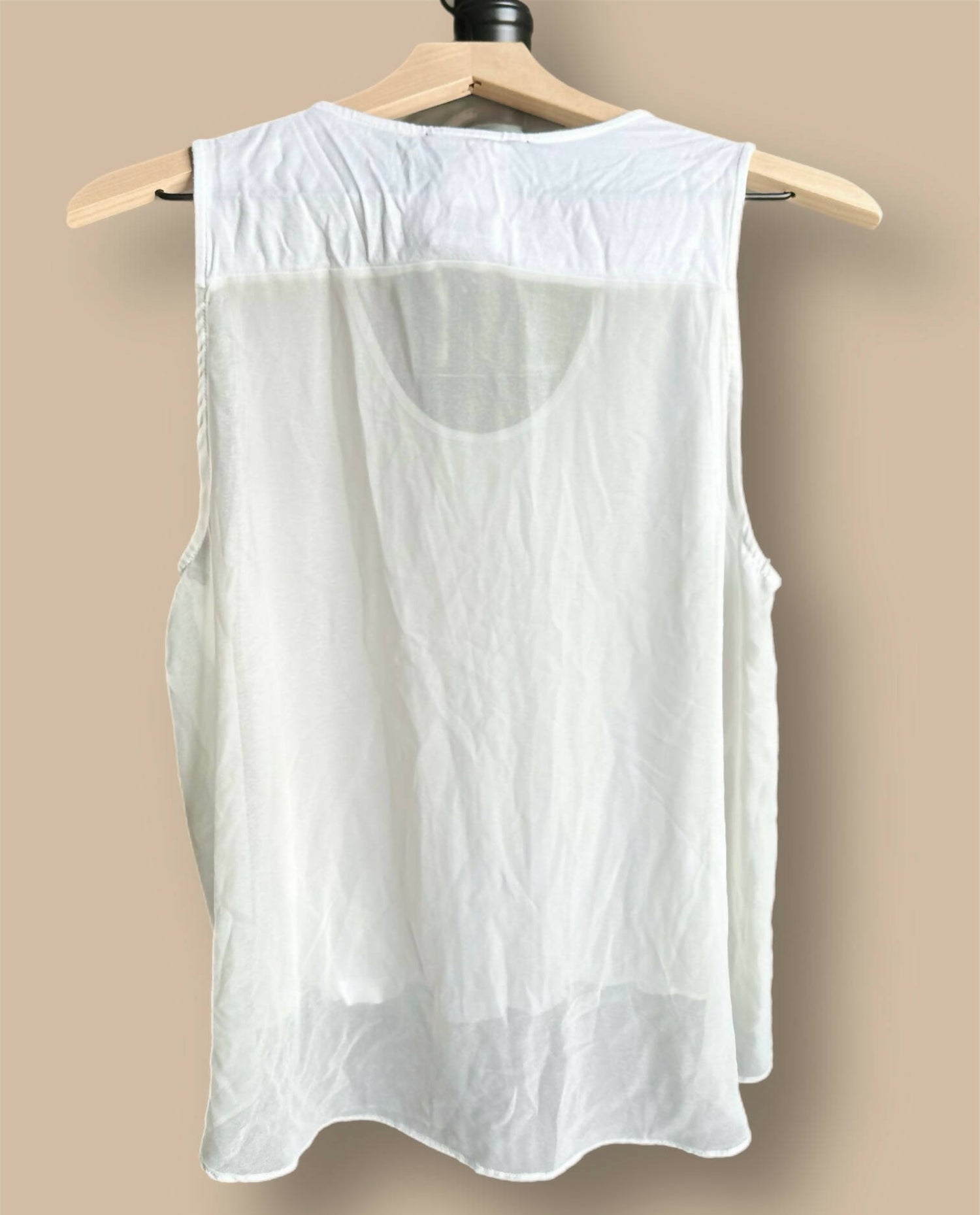 BCBG Maxazria High Low Sheer Back Tank - /White