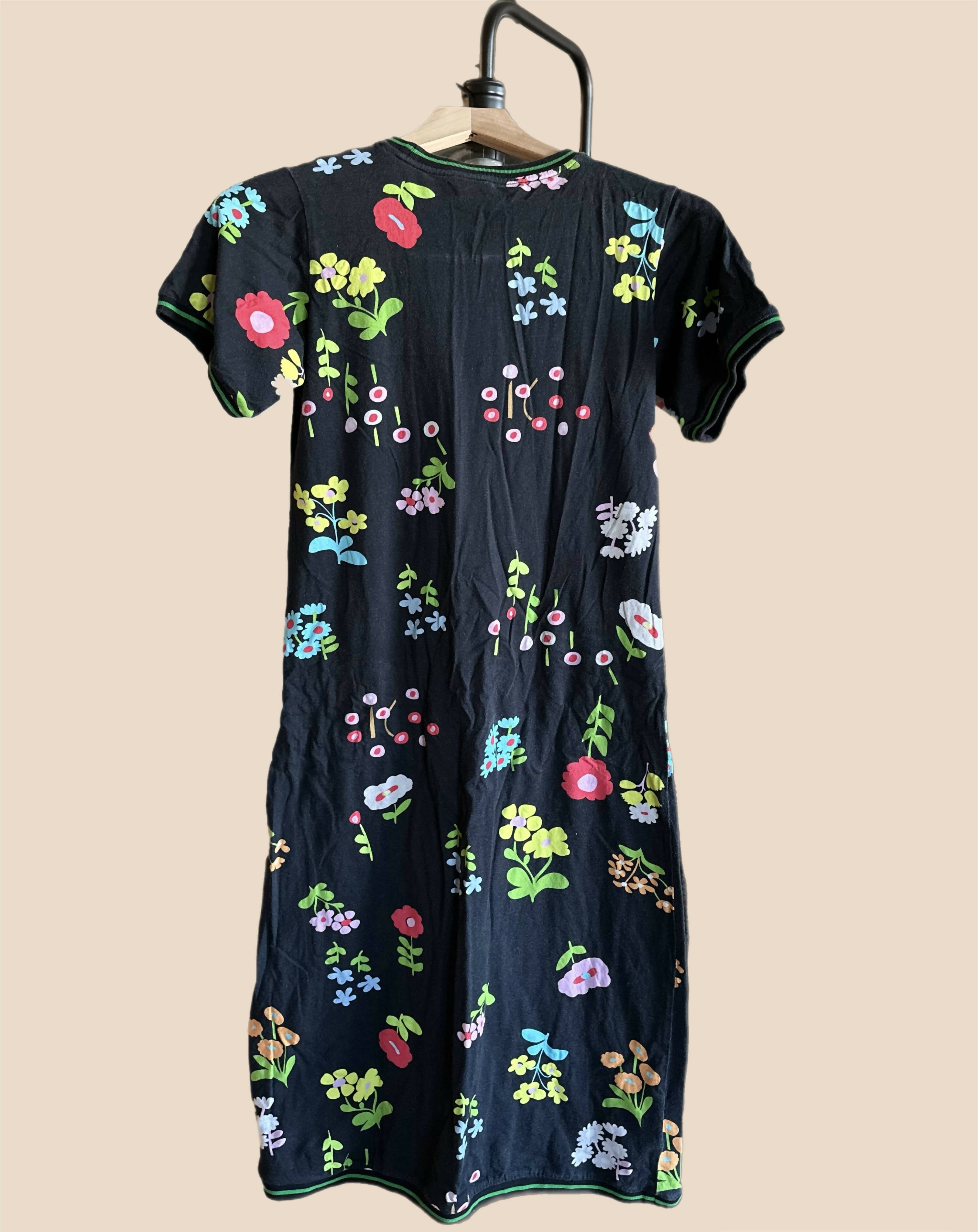 Cynthia Rowley Raya Tee Midi Dress - Floral - Black Multi/Black Floral