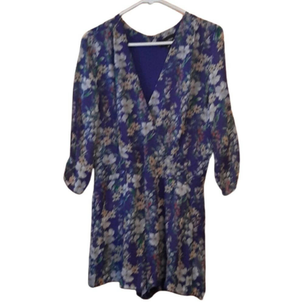 Yumi Kim Liz Belted Romper - Floral - Blue Multi/Eden Royal Blue