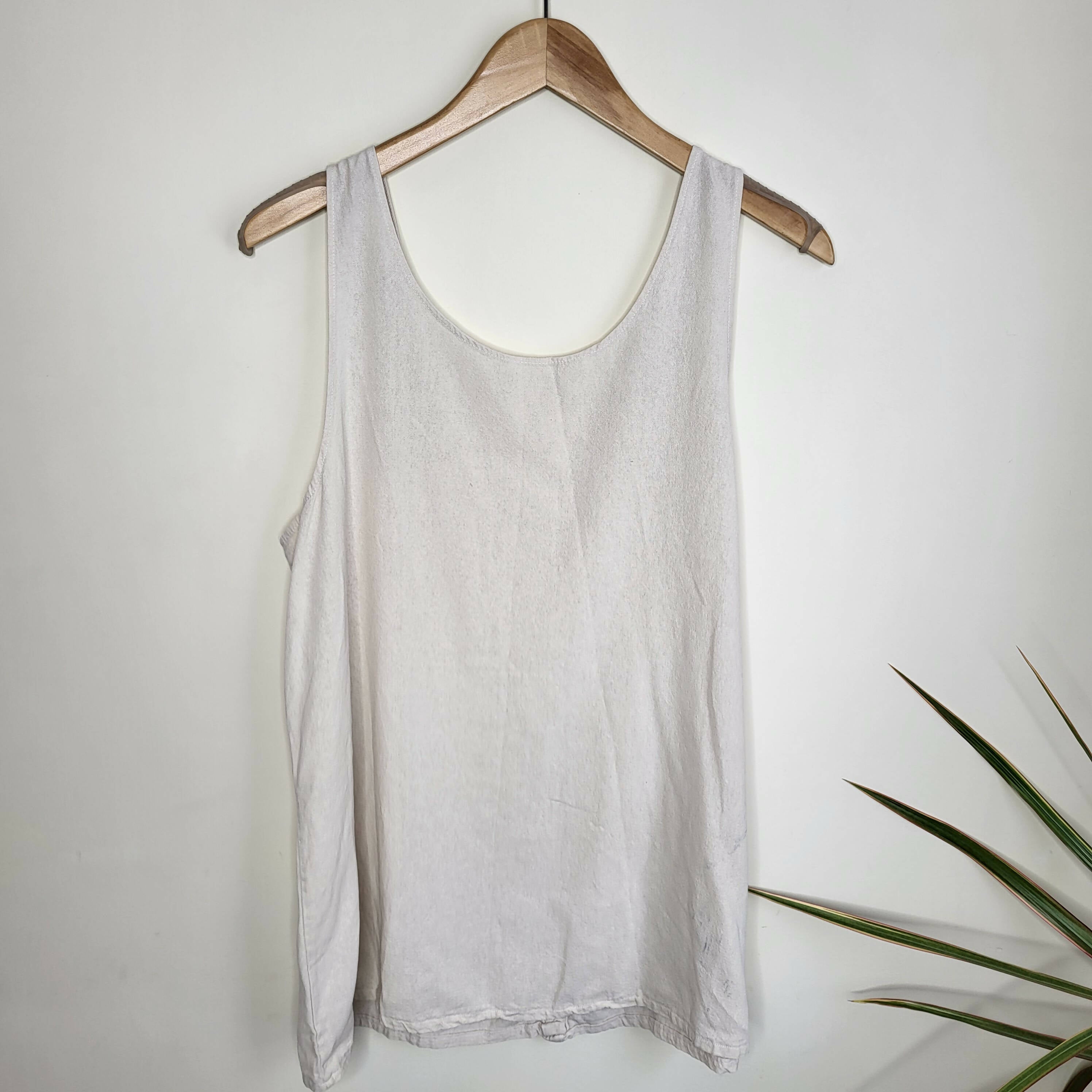 LACAUSA Upcycled Sleeveless Raw Hem Silk Tunic - /White