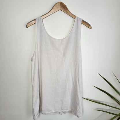 LACAUSA Upcycled Sleeveless Raw Hem Silk Tunic - /White