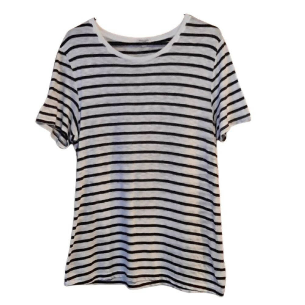 Splendid Slub Crew Neck Tee - Stripes - Navy Multi/Navy/Off White