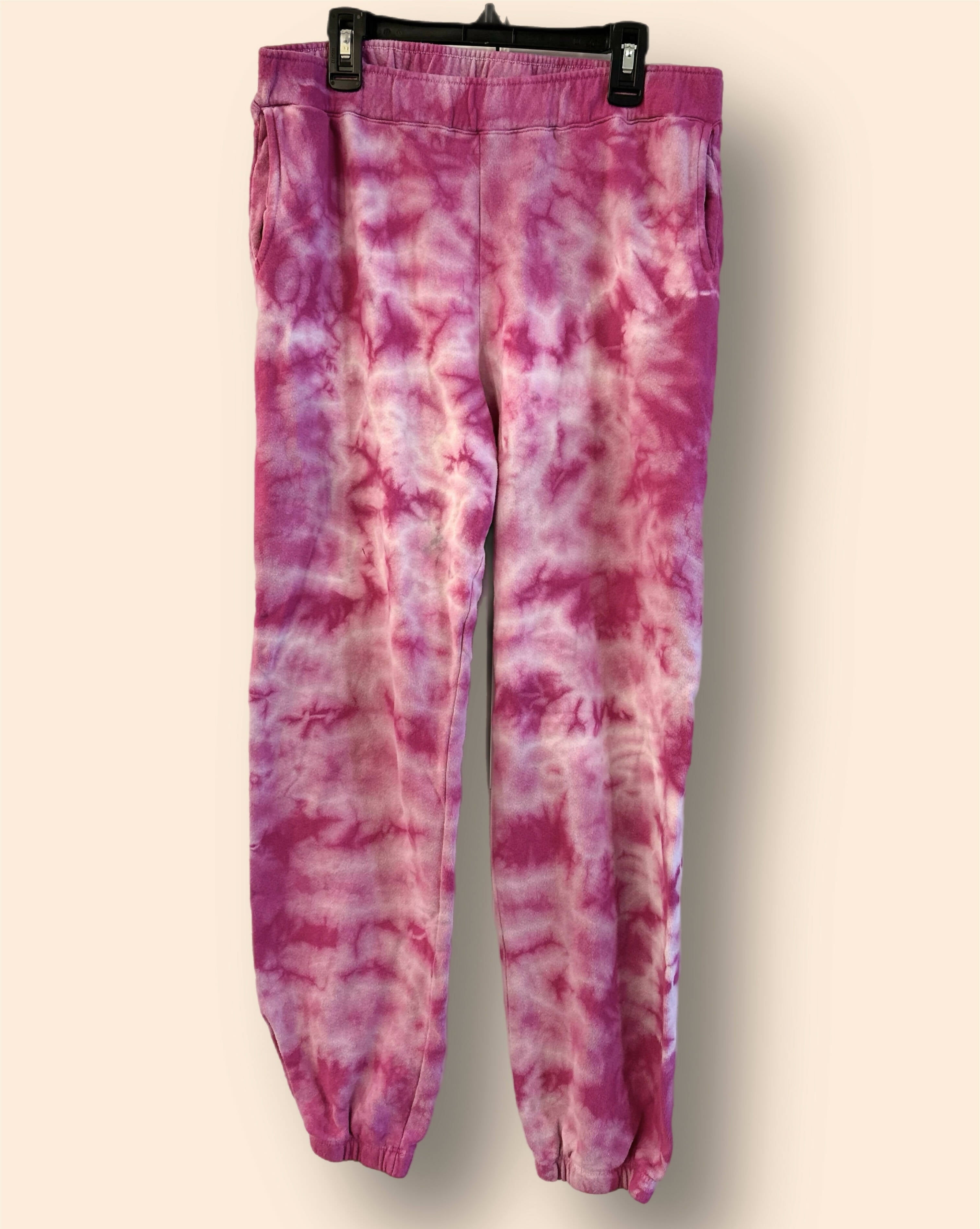 Monrow Crystal Boyfriend Sweatpant - Tie Dye - Pink Multi/Fuchsia