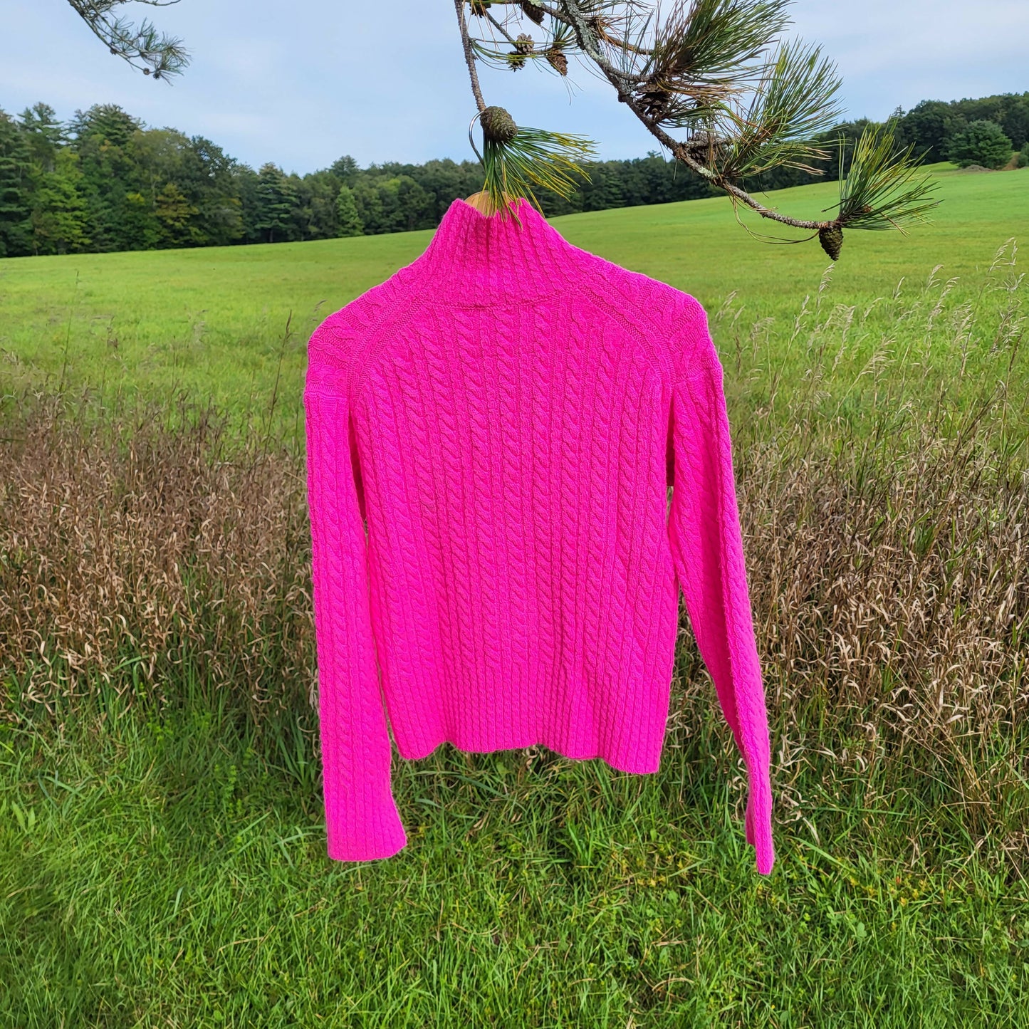 French Connection Babysoft Cable Knit High Neck Sweater - Cable Knit - Pink/Bright Prosecco Pink - S