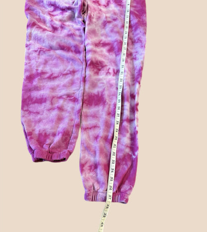 Monrow Crystal Boyfriend Sweatpant - Tie Dye - Pink Multi/Fuchsia